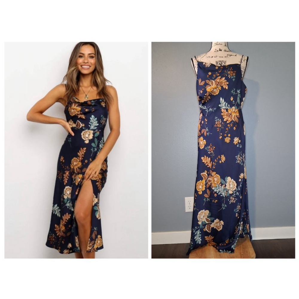 New Petal + Pup Doriah Navy Floral Print Maxi Dress